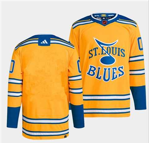 Men%27s St. Louis Blues Blank Yellow 2022-23 Reverse Retro Stitched Jersey